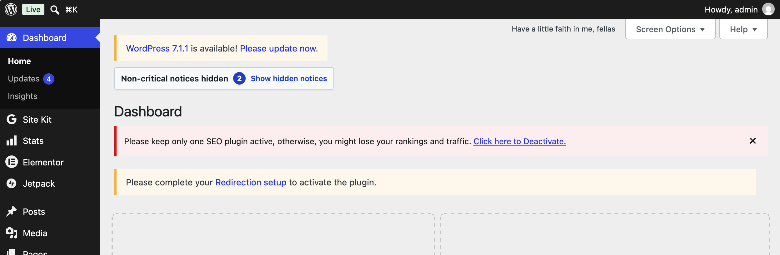 A simplified Admin Bar keeps useful navigation and account shortcuts while removing unnecessary technical actions.
