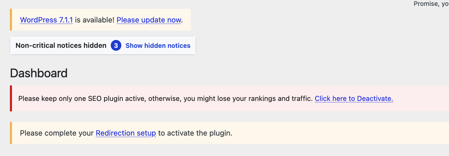 Collapse supported notices when information should remain available without taking over the admin screen.